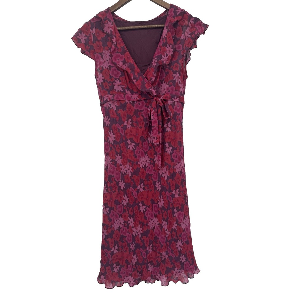Motherhood Red purple Floral Maxi Dress S Baby Shower Nursing‎ Dress Y2K 90s